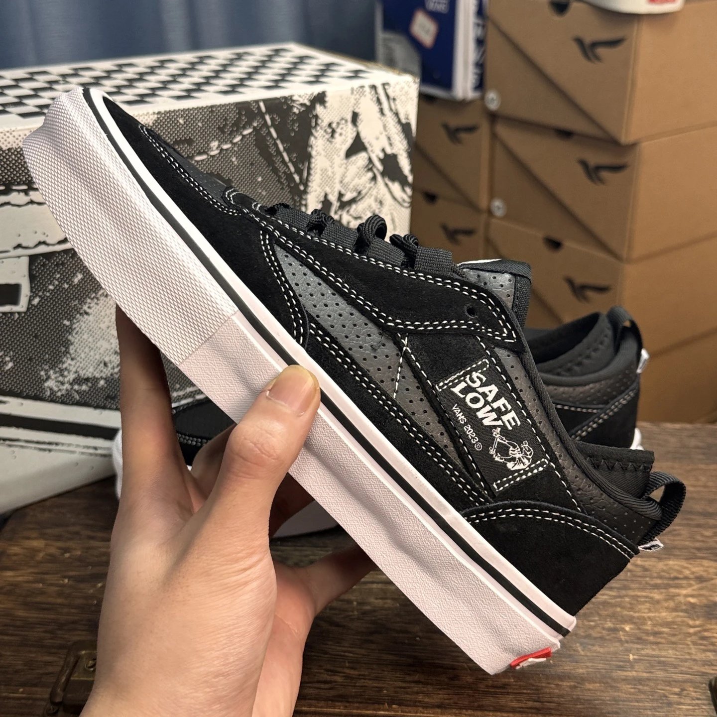 Low Top Suede Skate Sneakers Onyx Black - Gallery Image 7 - Detailed View