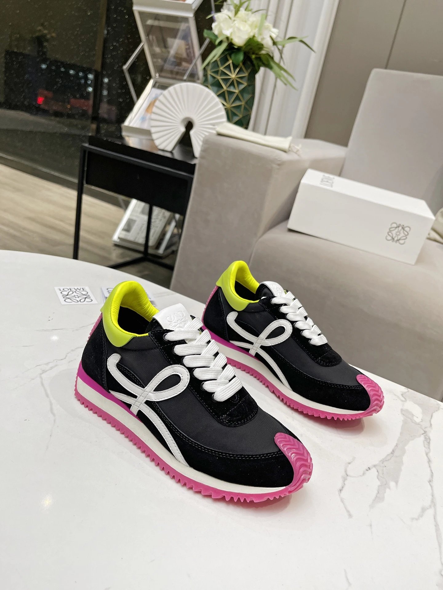 Loewe Hidden Heel Sneakers Black White - Gallery Image 2 - Detailed View