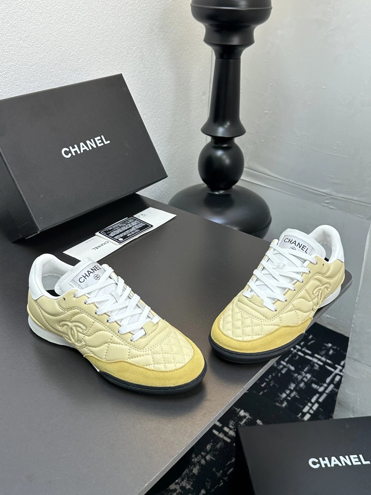 Chanel Quilted Baseball Shoes Yellow - Gallery Image 6 - Detailed View