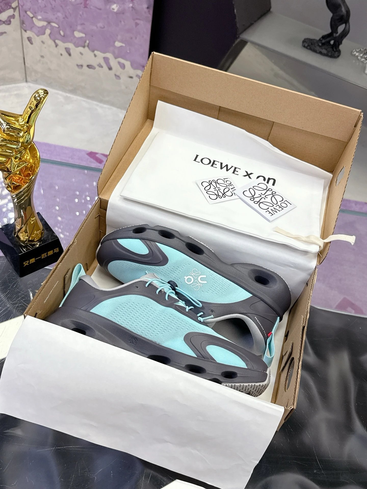 Loewe x On 3.0 Cloudventure Sneakers Blue Gray - Gallery Image 2 - Detailed View