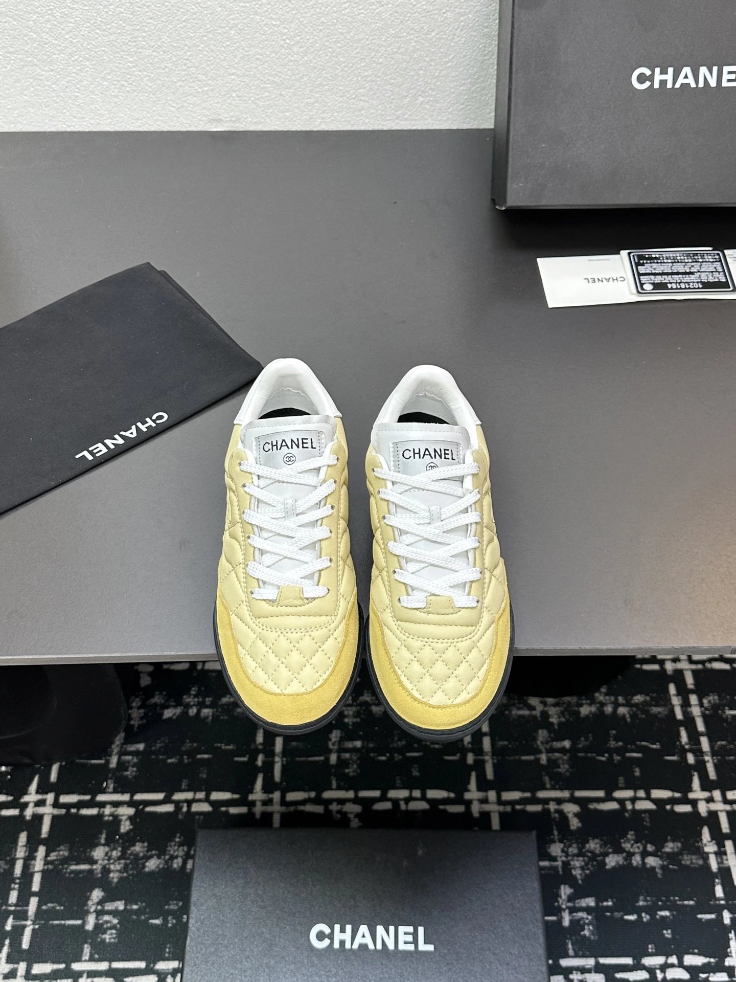 Chanel Quilted Baseball Shoes Yellow - Gallery Image 3 - Detailed View