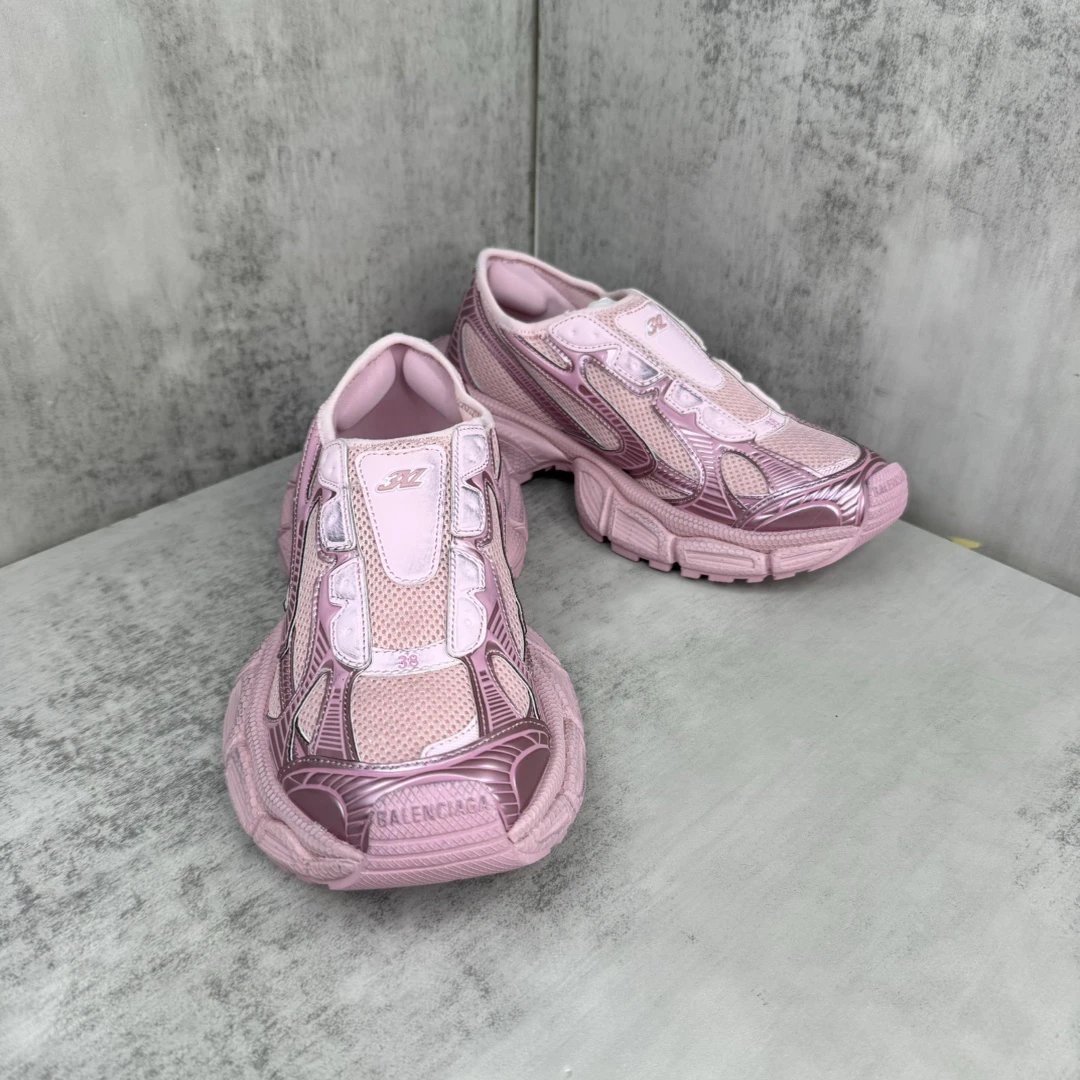 Chunky Mesh Slip On Sneakers Street Style Rose Pink - Gallery Image 2 - Detailed View