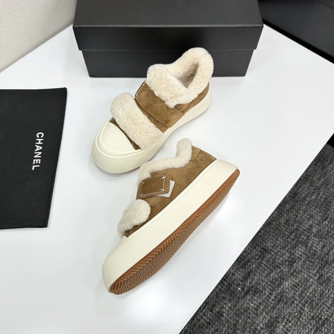 Chanel Shearling Panda Sneakers Brown - Gallery Image 5 - Detailed View