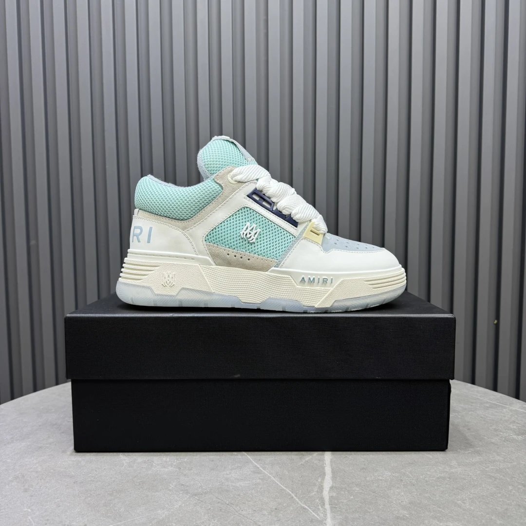 Unisex Leather Mesh Low Top Sneakers Ice Mint - Gallery Image 1 - Detailed View