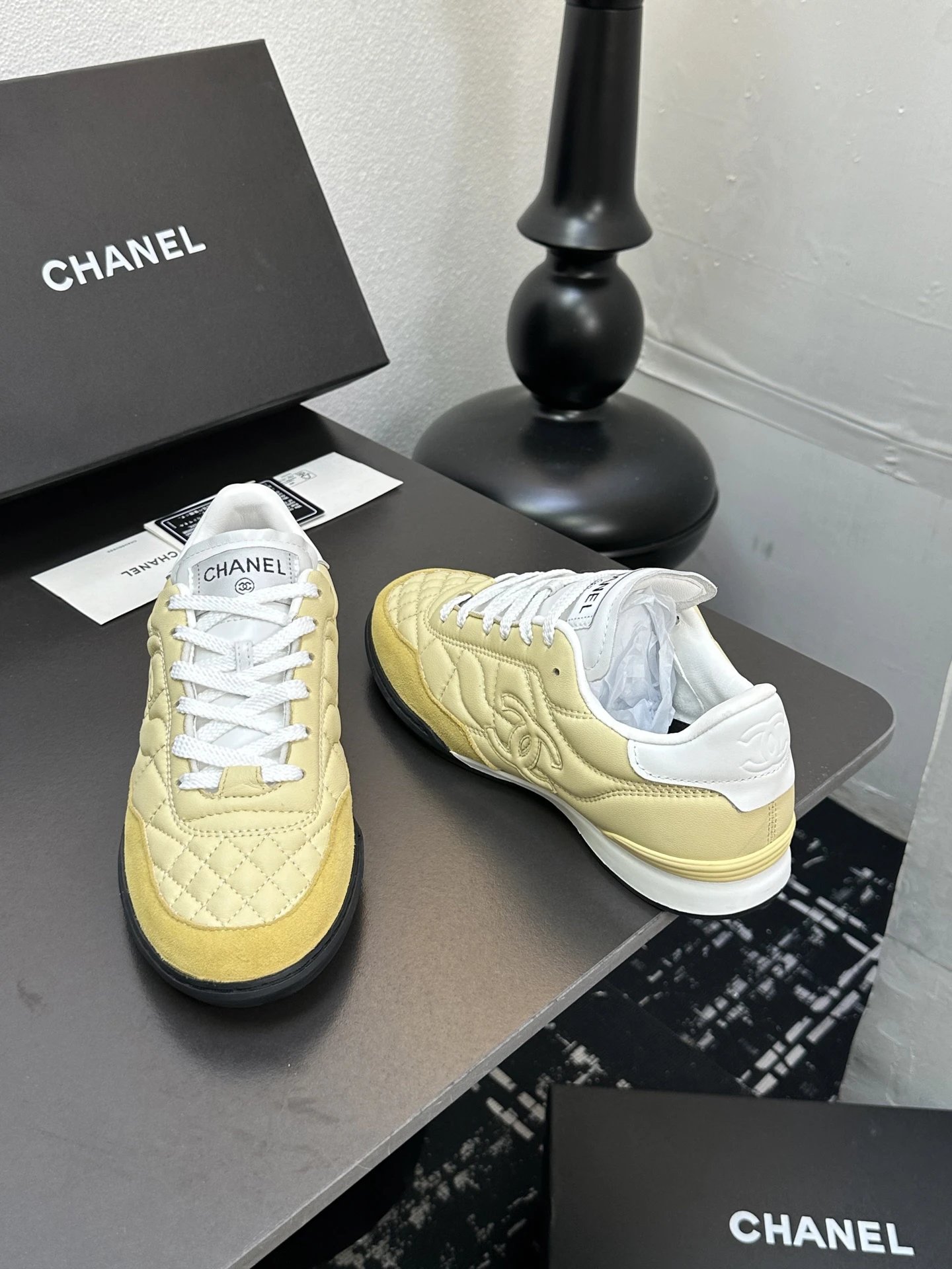 Chanel Quilted Baseball Shoes Yellow - Gallery Image 8 - Detailed View