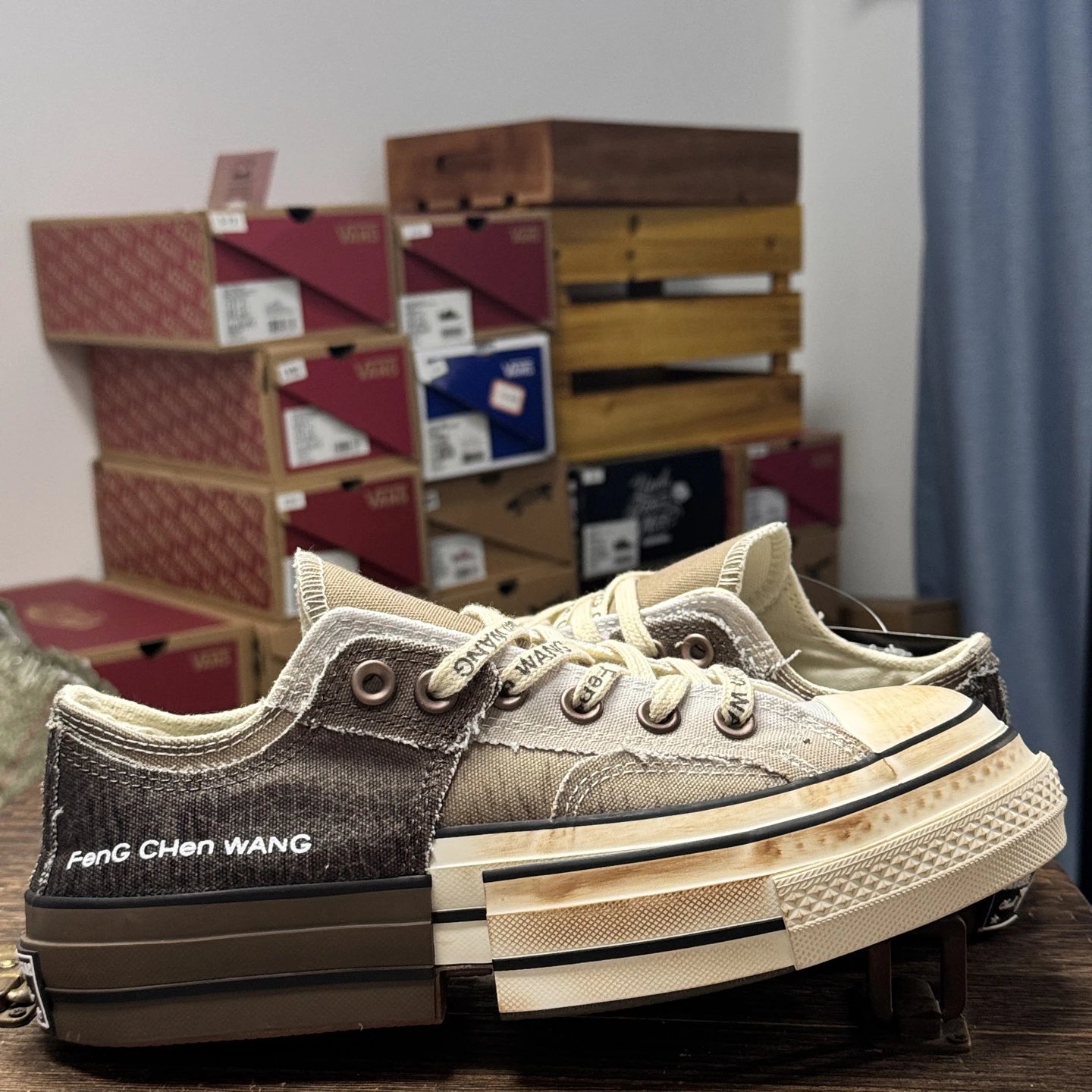 Deconstructed Canvas Low Top Sneakers Ombre Mocha - Gallery Image 2 - Detailed View