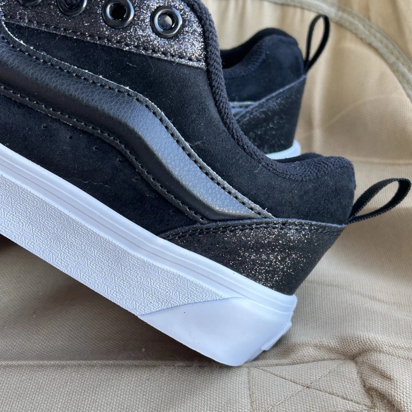 Retro Chunky Low Top Glitter Sneakers Ebony Black - Gallery Image 5 - Detailed View