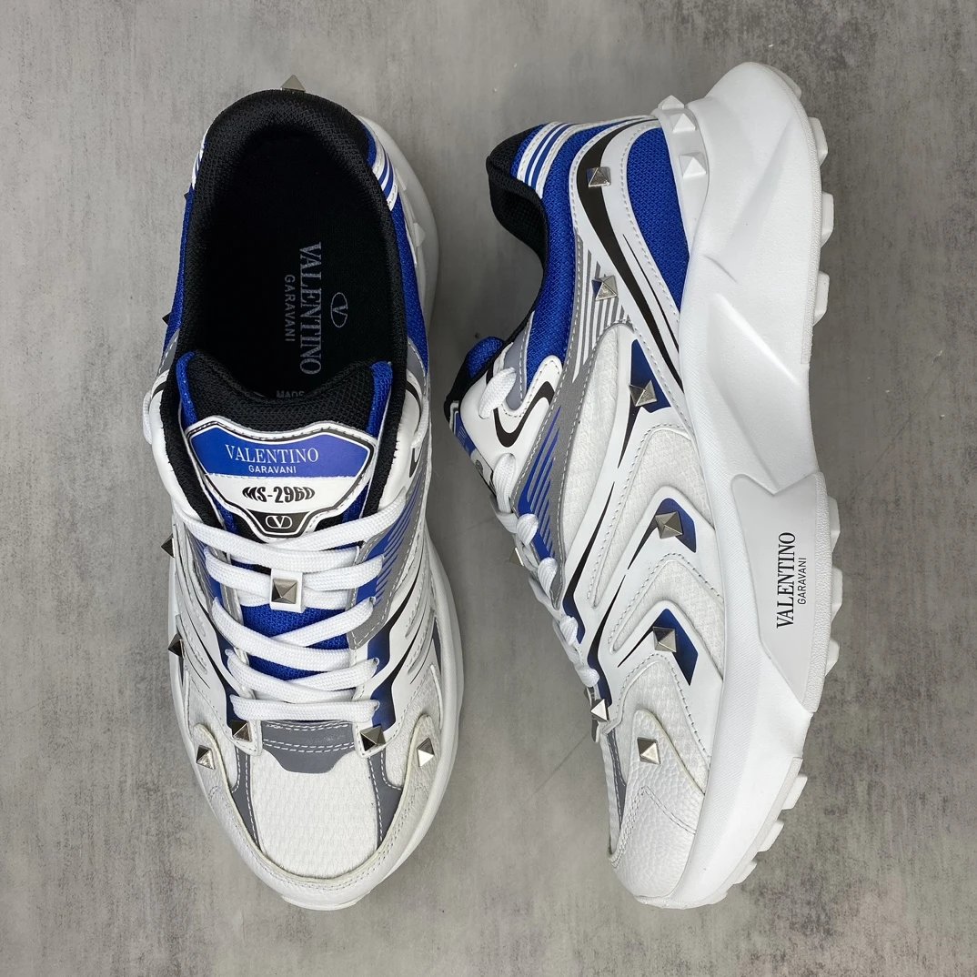 Chunky Leather Running Sneakers White Sapphire - Gallery Image 3 - Detailed View