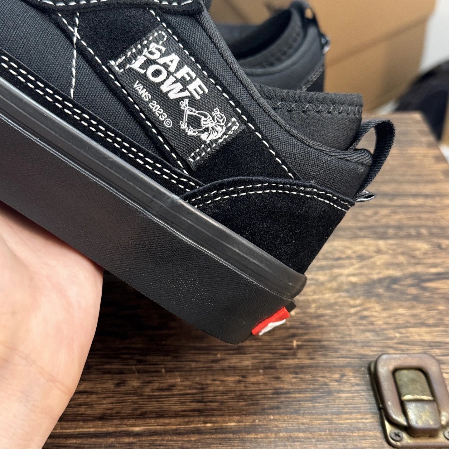Low Top Suede Skate Shoes Jet Black - Gallery Image 5 - Detailed View