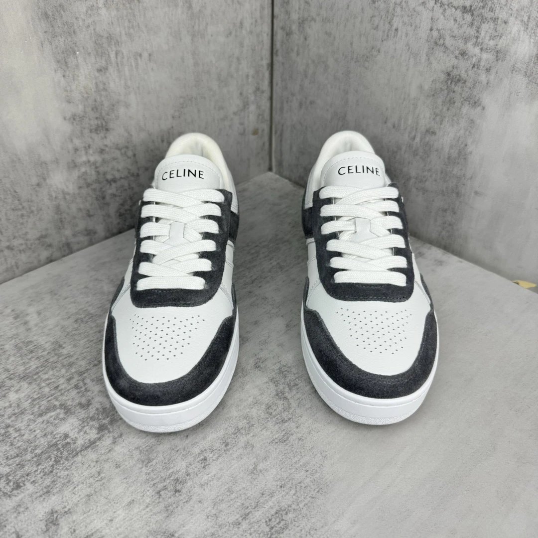 Unisex Leather Skate Sneakers with Suede Trim Charcoal - Gallery Image 4 - Detailed View