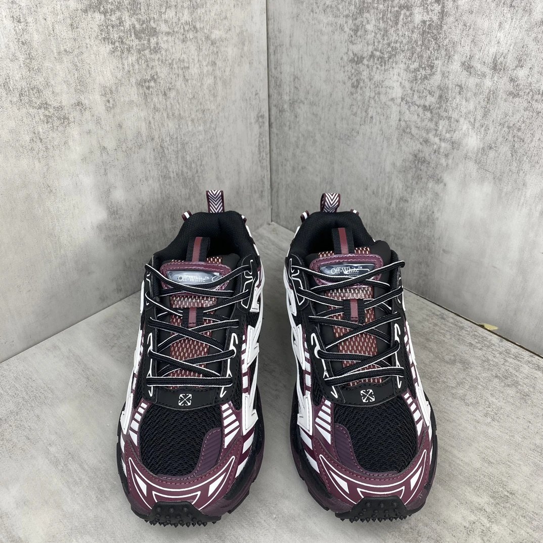 Retro Mesh Leather Running Sneakers in Burgundy - Gallery Image 4 - Detailed View