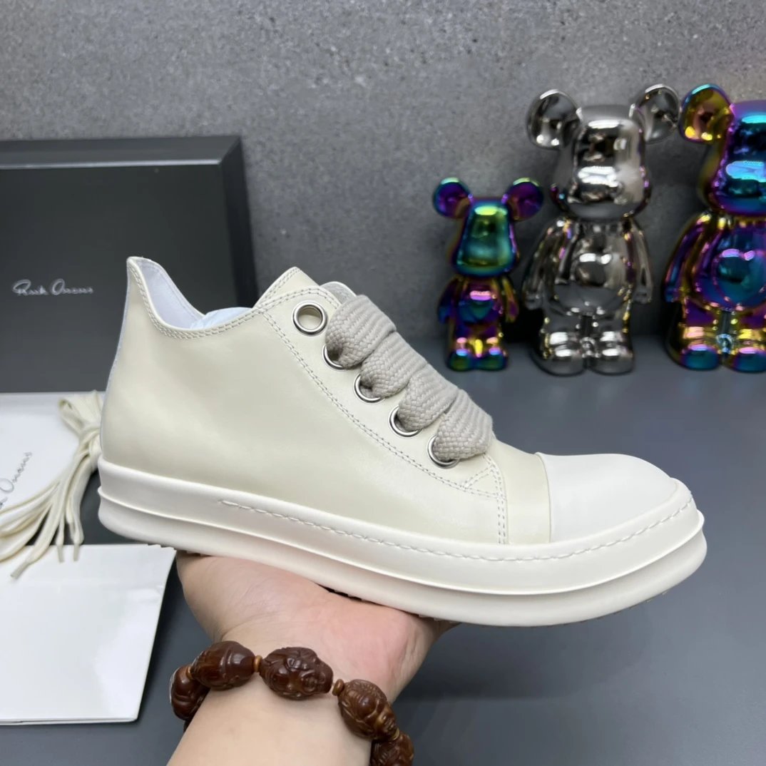 Rick Owens Leather Sneakers Lvory  - Rick Owens - Cnfans - $66.25