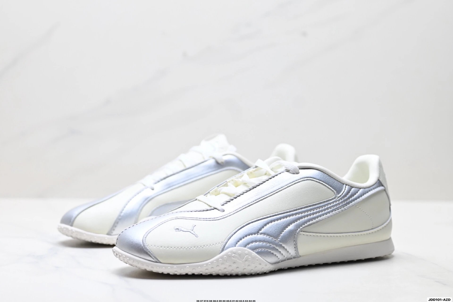 PUMA Bella V2 Leather Sneakers Silver White - Gallery Image 4 - Detailed View