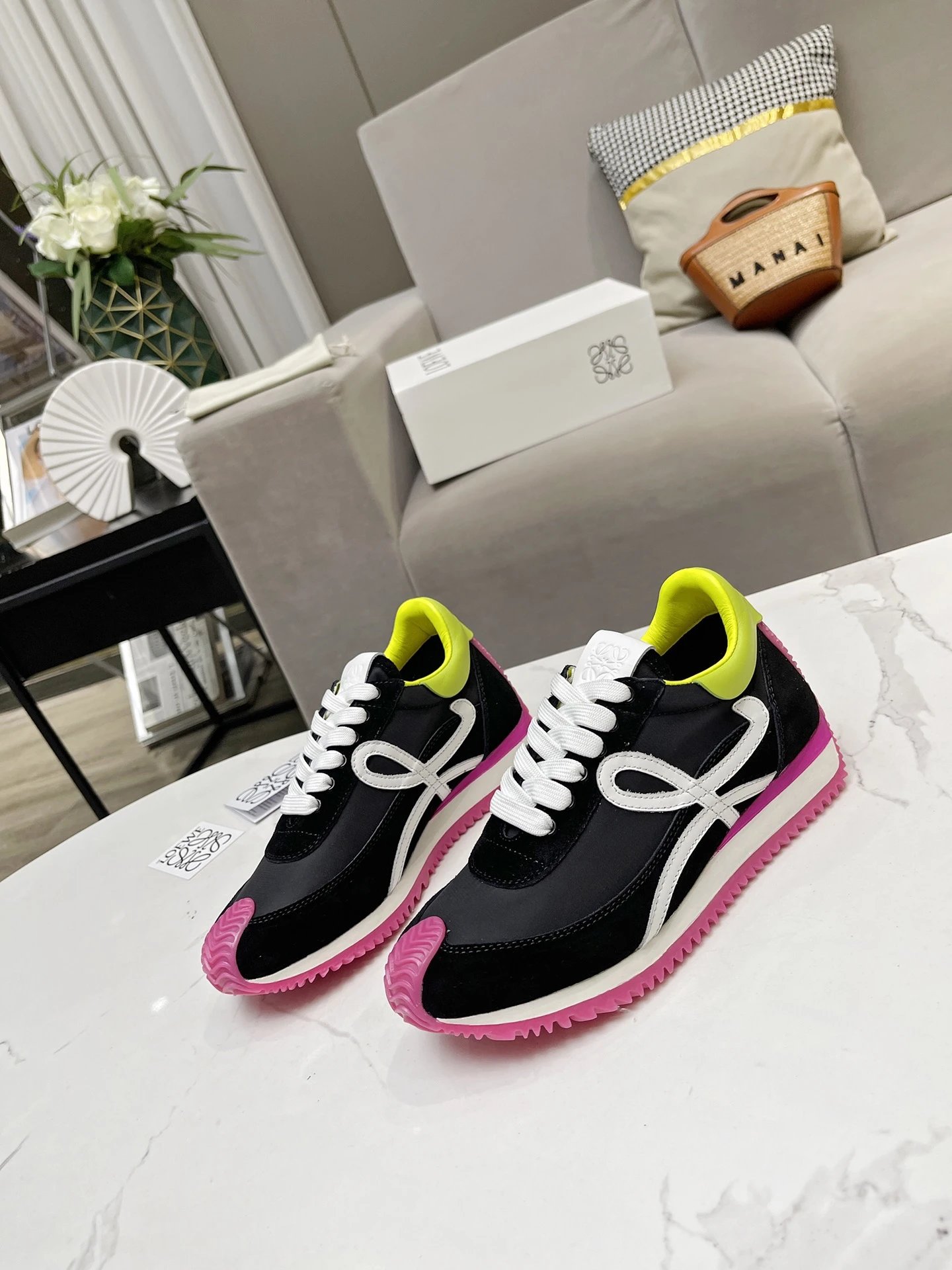 Loewe Hidden Heel Sneakers Black White - Gallery Image 4 - Detailed View