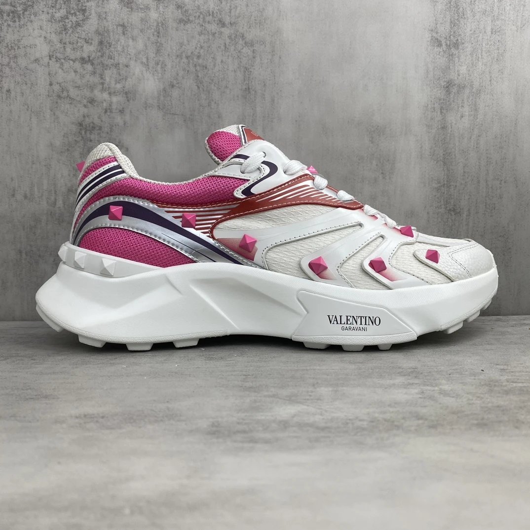 Chunky Leather Mesh Sneakers Fuchsia Pink - Gallery Image 6 - Detailed View