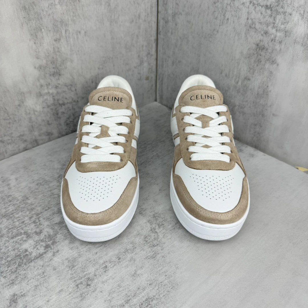 Unisex Low Top Skate Sneakers Leather Suede Warm Taupe - Gallery Image 4 - Detailed View