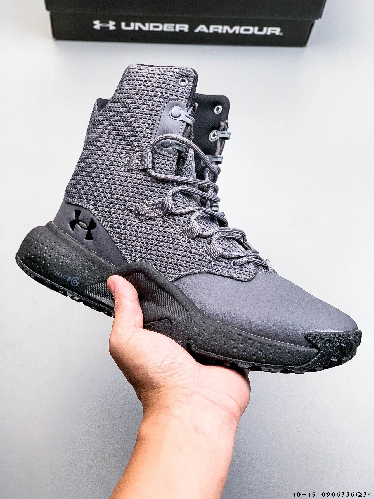 Tactical Hiking Boots Mid Ankle Mesh Leather Obsidian Black - Gallery Image 4 - Detailed View