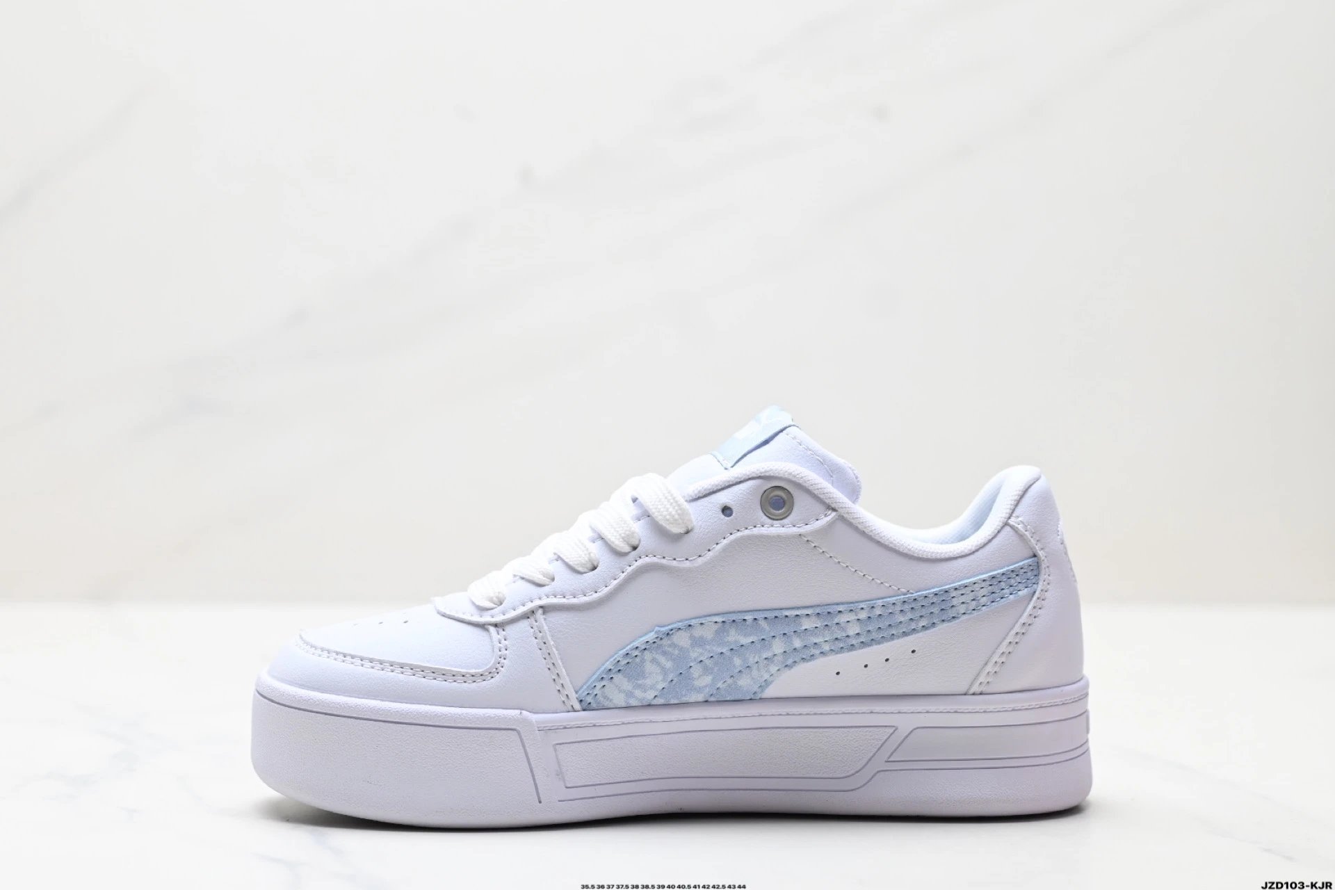 Puma Skye Leather Sneakers White Grey - Gallery Image 3 - Detailed View
