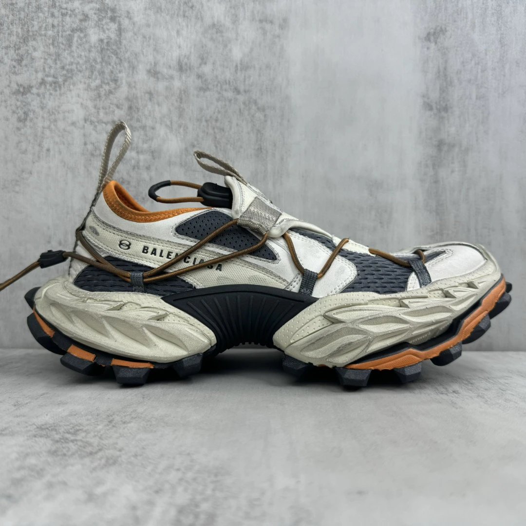 Chunky Mesh Trail Sneakers Multi-Tone Ivory Orange - Gallery Image 6 - Detailed View
