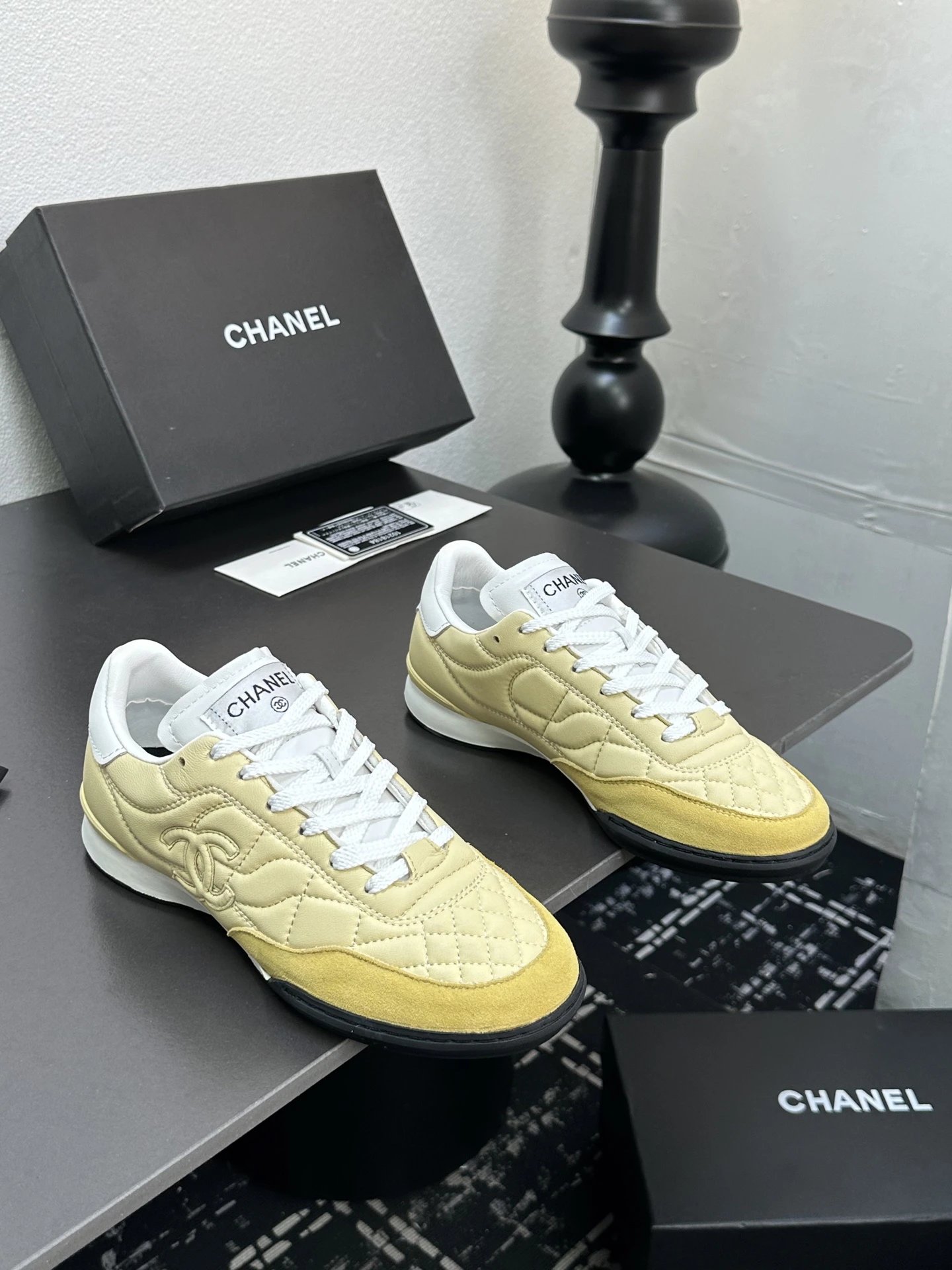 Chanel Quilted Baseball Shoes Yellow - Gallery Image 2 - Detailed View