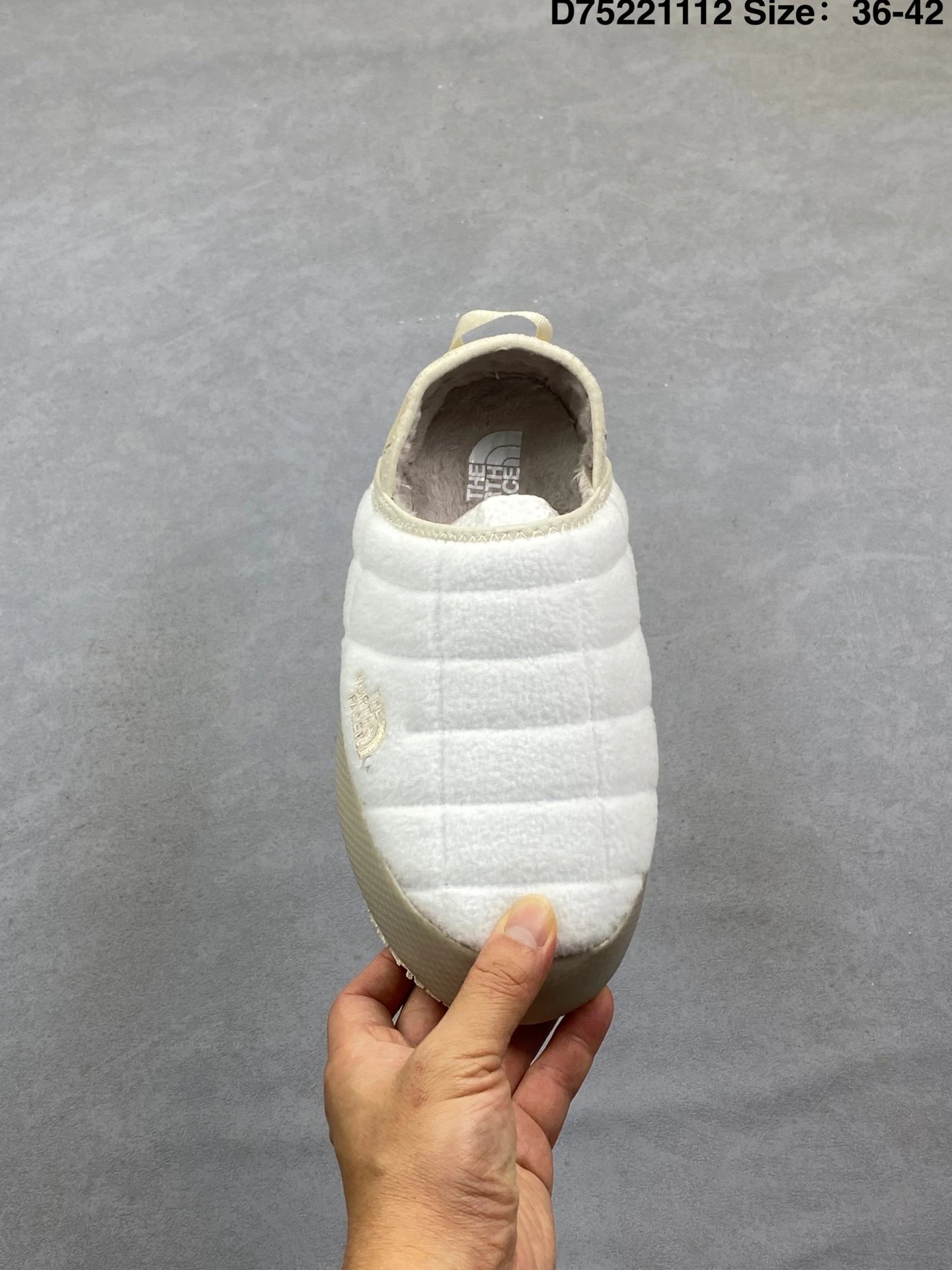 Winter Slip-On Quilted Slippers Ivory - Gallery Image 4 - Detailed View