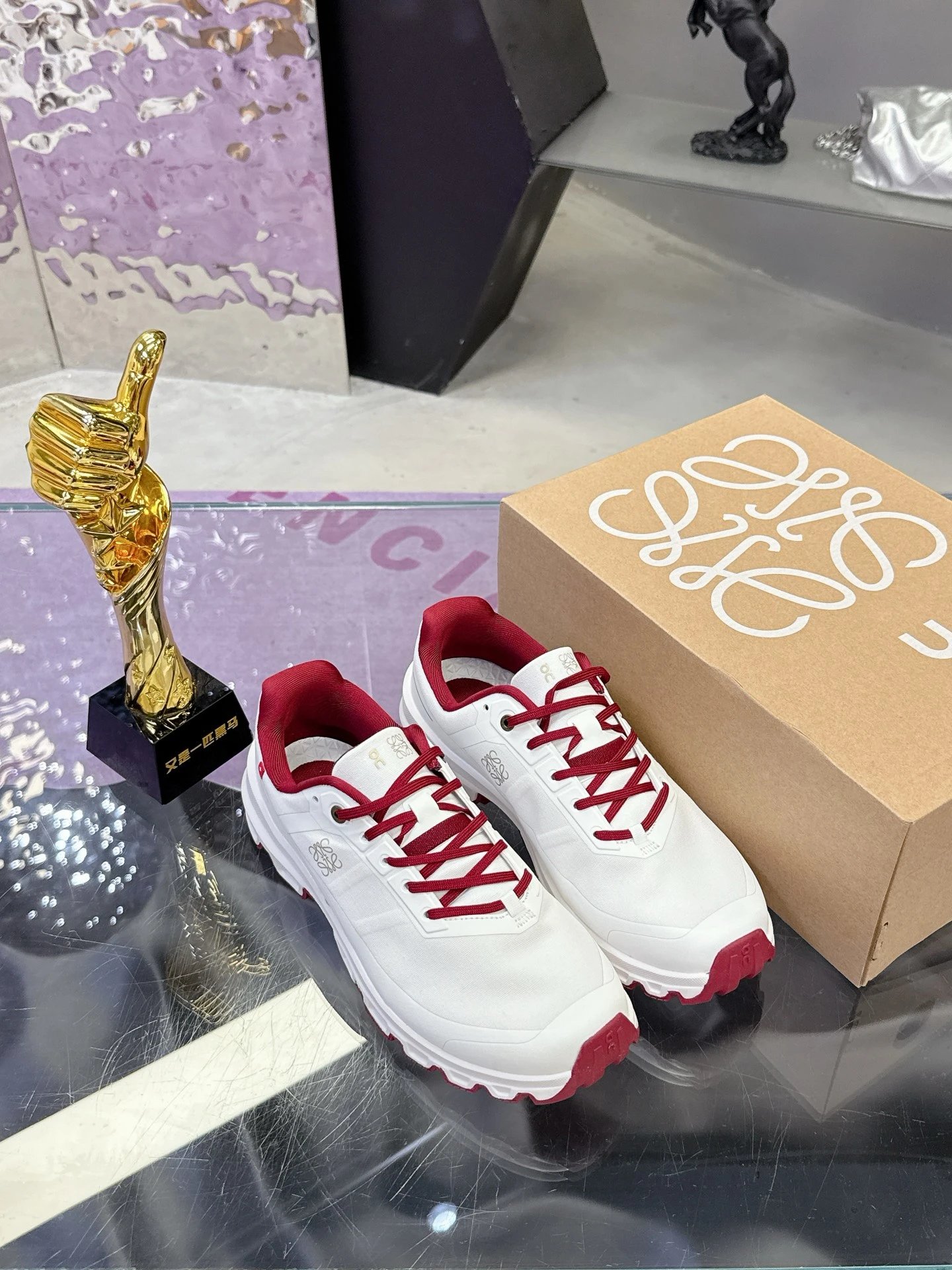 Loewe x On Running 3.0 Cloudtilt Sneakers White Red - Gallery Image 4 - Detailed View