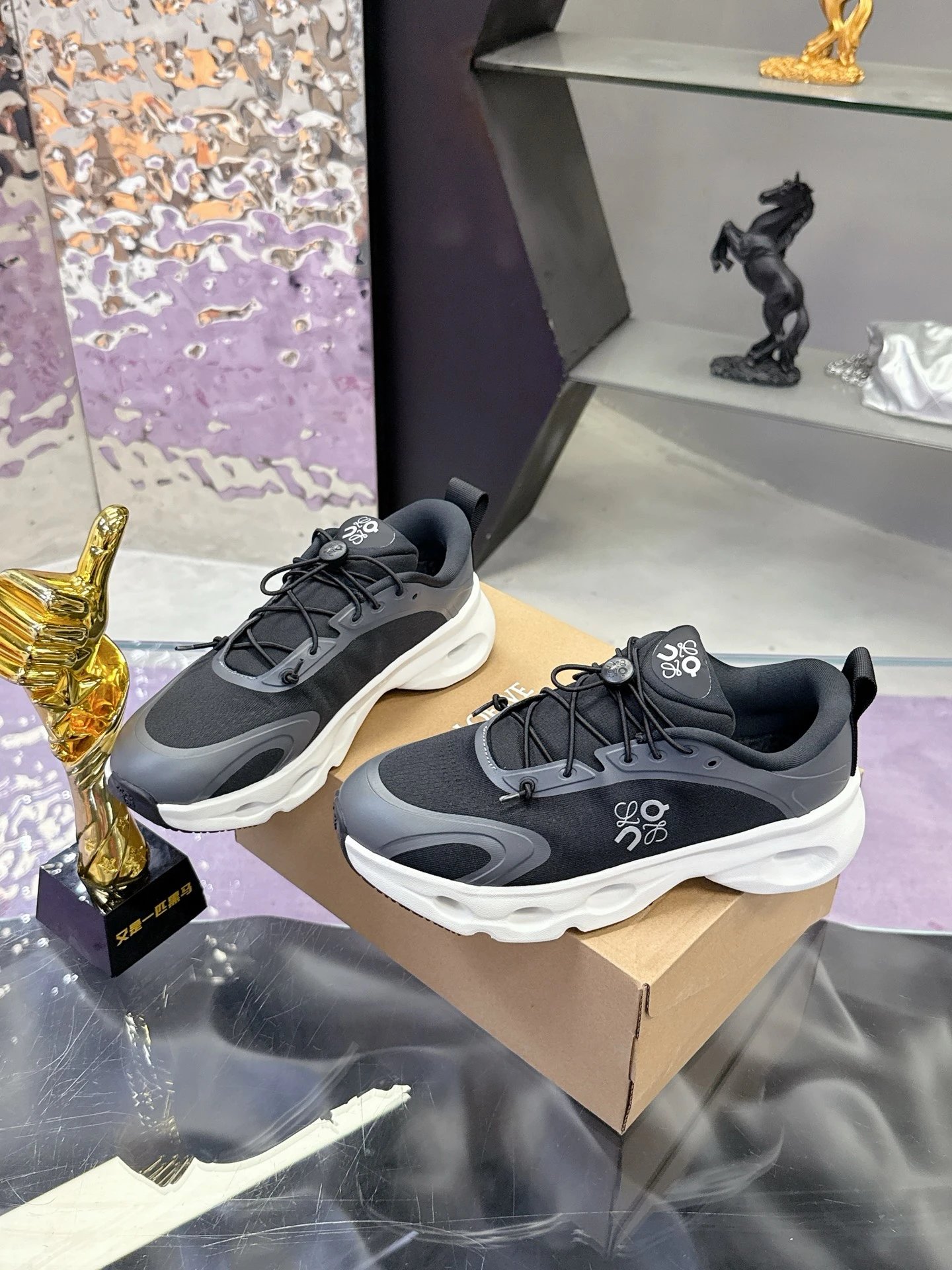 Loewe x On 3.0 Cloudventure Sneakers Black White - Gallery Image 4 - Detailed View