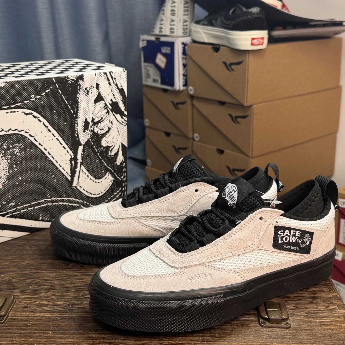 Skate Safe Mesh Low Sneakers Ivory Black - Gallery Image 9 - Detailed View