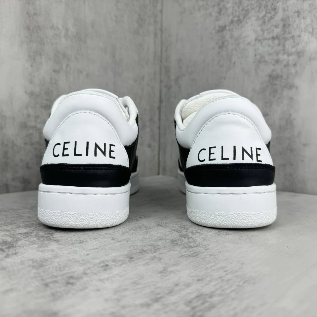 Low Top Leather Runner Sneakers with Arch Logo in Black White - Gallery Image 5 - Detailed View