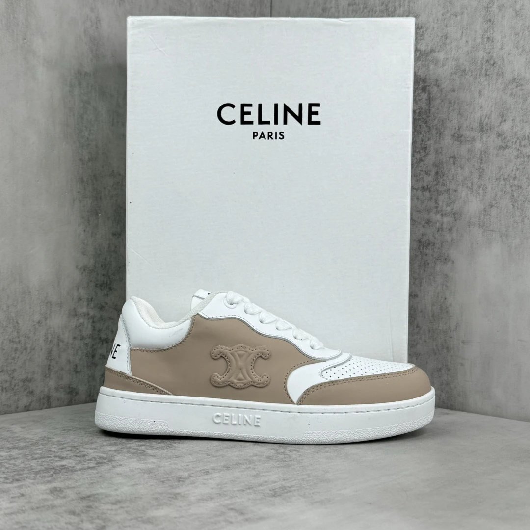 Retro Leather Runner Sneakers White Latte Beige - Gallery Image 1 - Detailed View