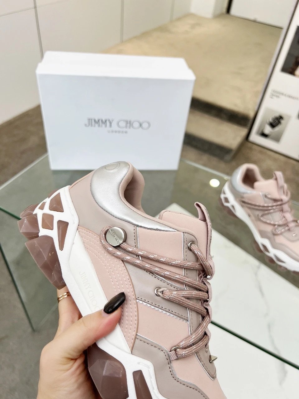 Jimmy Choo Diamond X II M Sneakers Pink - Gallery Image 5 - Detailed View