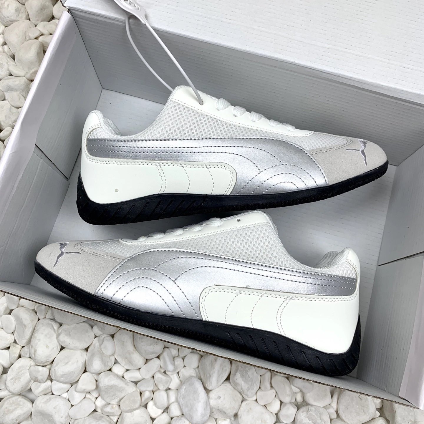 Puma Mesh Sneakers White Grey - Gallery Image 2 - Detailed View