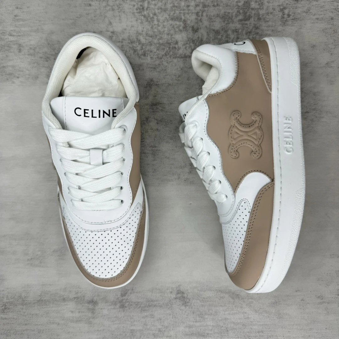 Retro Leather Runner Sneakers White Latte Beige - Gallery Image 3 - Detailed View