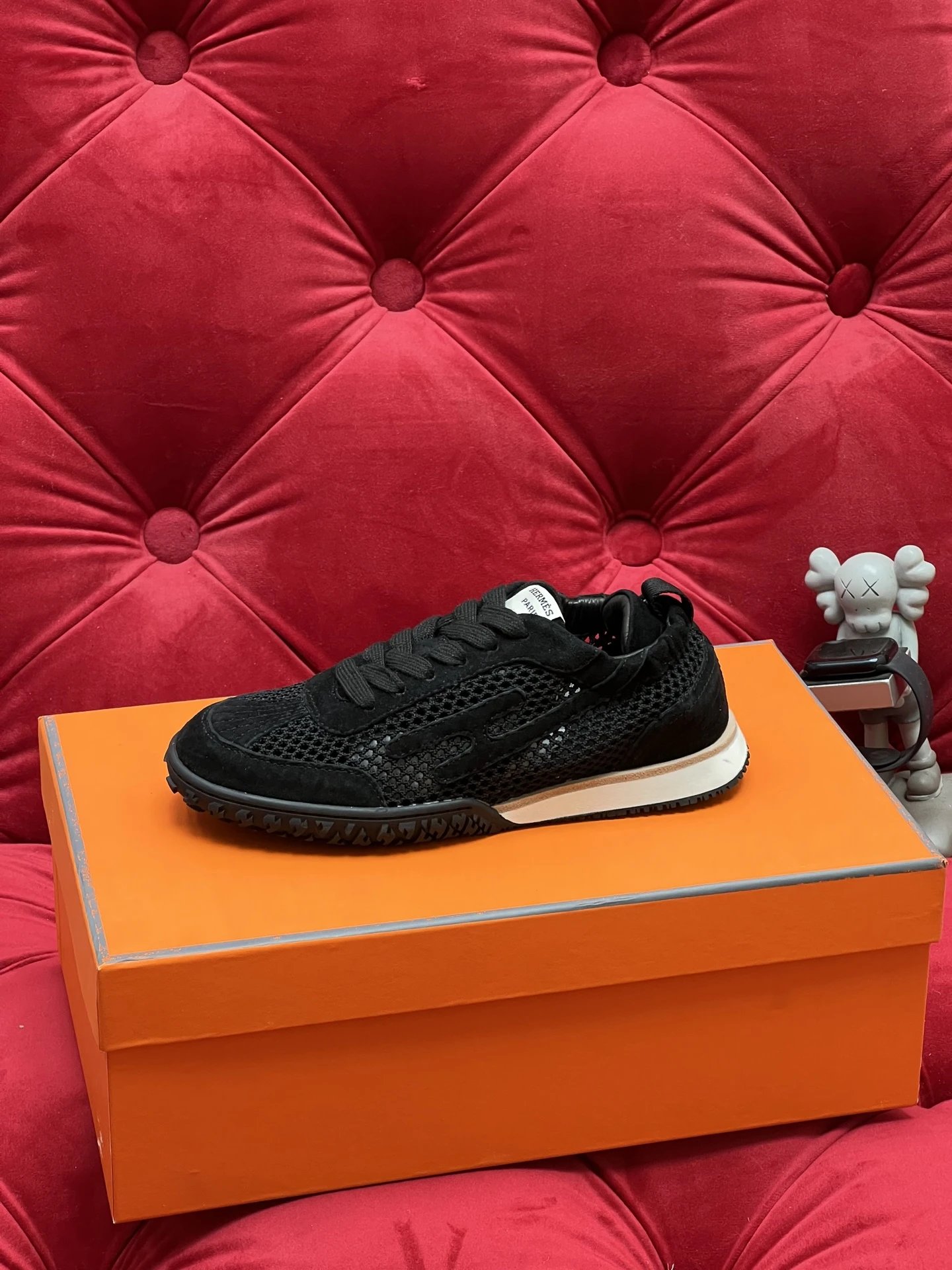 Hermes Jet Suede Mesh Sneakers Black
