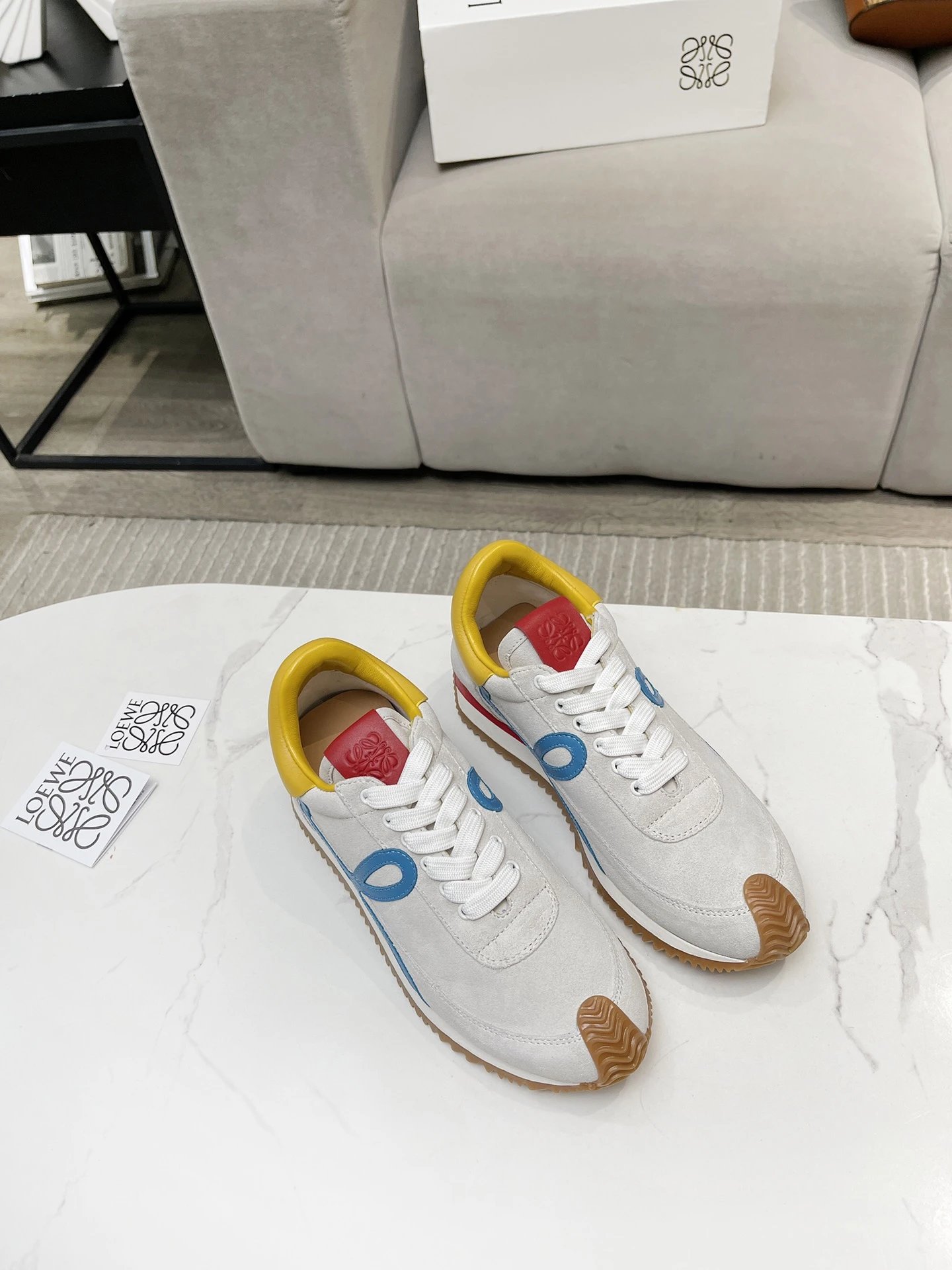 Loewe Hidden Heel Sneakers Grey Blue - Gallery Image 4 - Detailed View