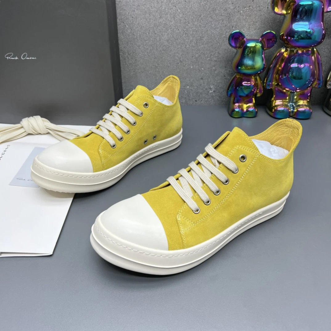Rick Owens Suede Sneakers Yellow - Gallery Image 2 - Detailed View