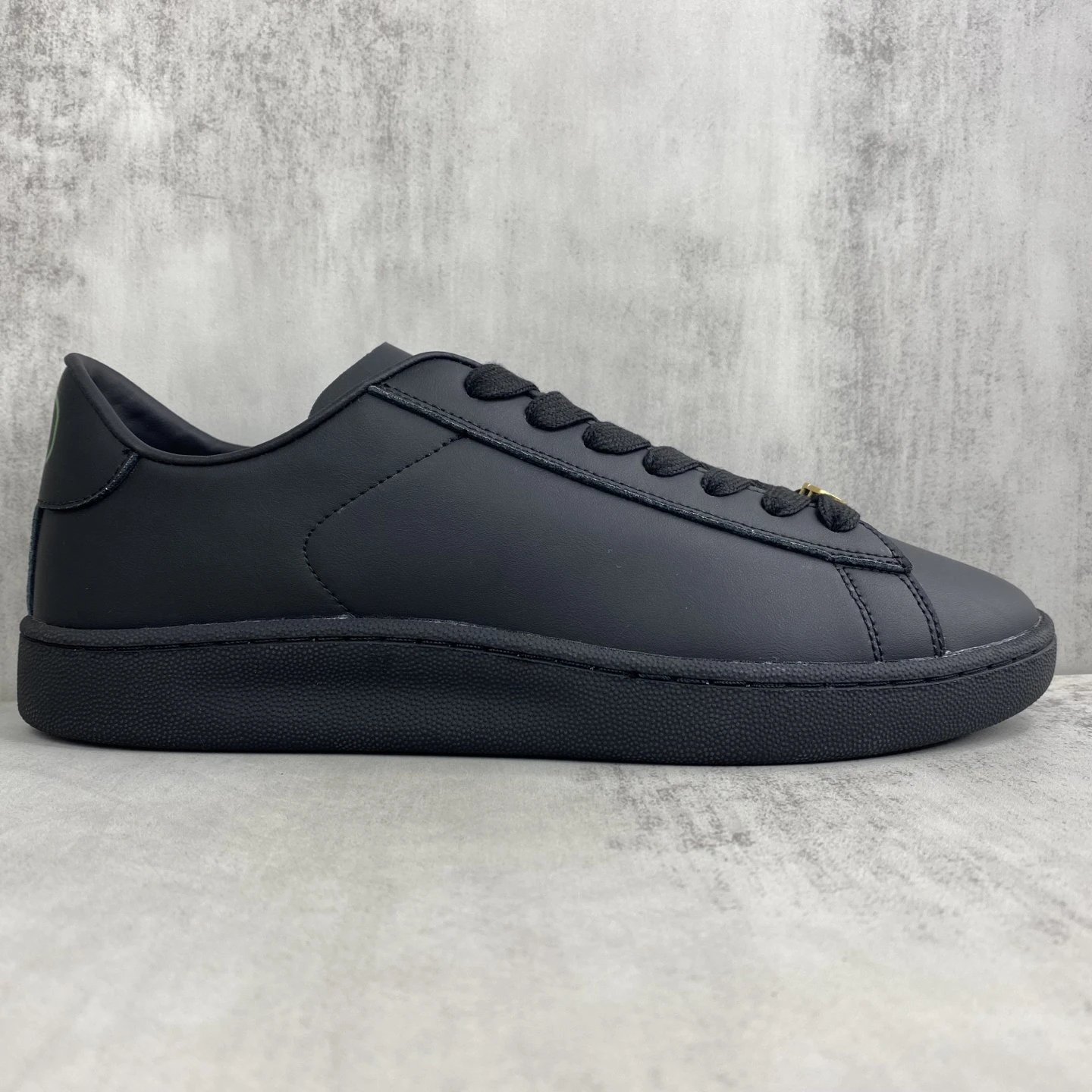 Low Top Leather Sneakers Jet Black - Gallery Image 6 - Detailed View