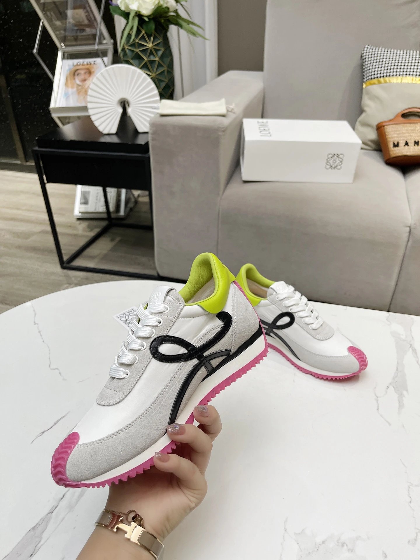 Loewe Hidden Heel Sneakers Grey Black - Gallery Image 6 - Detailed View