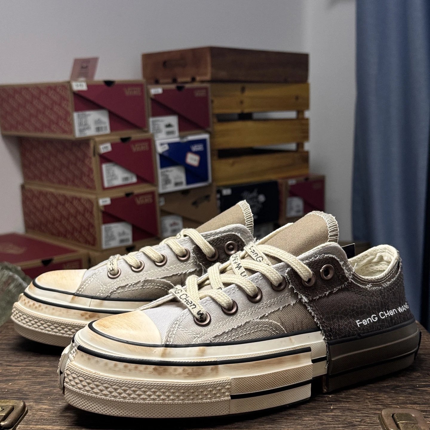 Deconstructed Canvas Low Top Sneakers Ombre Mocha - Gallery Image 1 - Detailed View