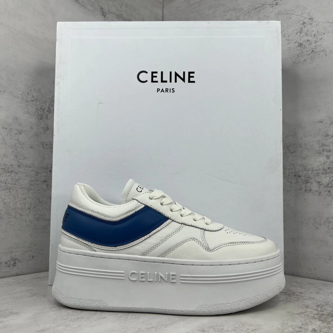 Chunky Platform Leather Sneakers Summer Biscuit Blue - Gallery Image 1 - Detailed View