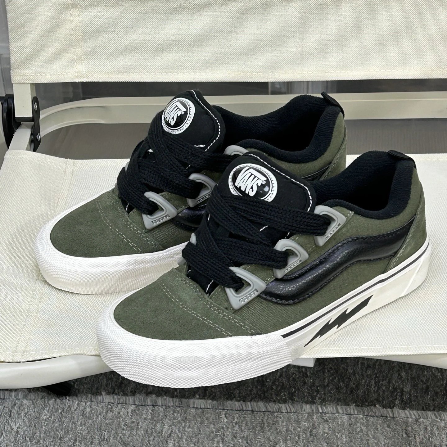Low Top Suede Skate Shoes Lightning Moss Green - Gallery Image 1 - Detailed View