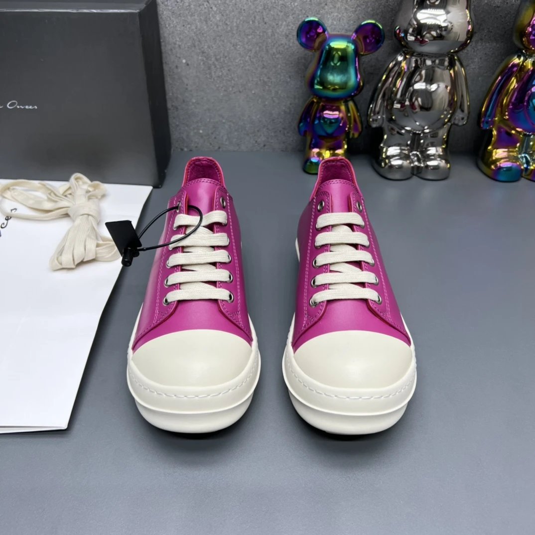 Rick Owens Leather Sneakers Purple - Gallery Image 7 - Detailed View