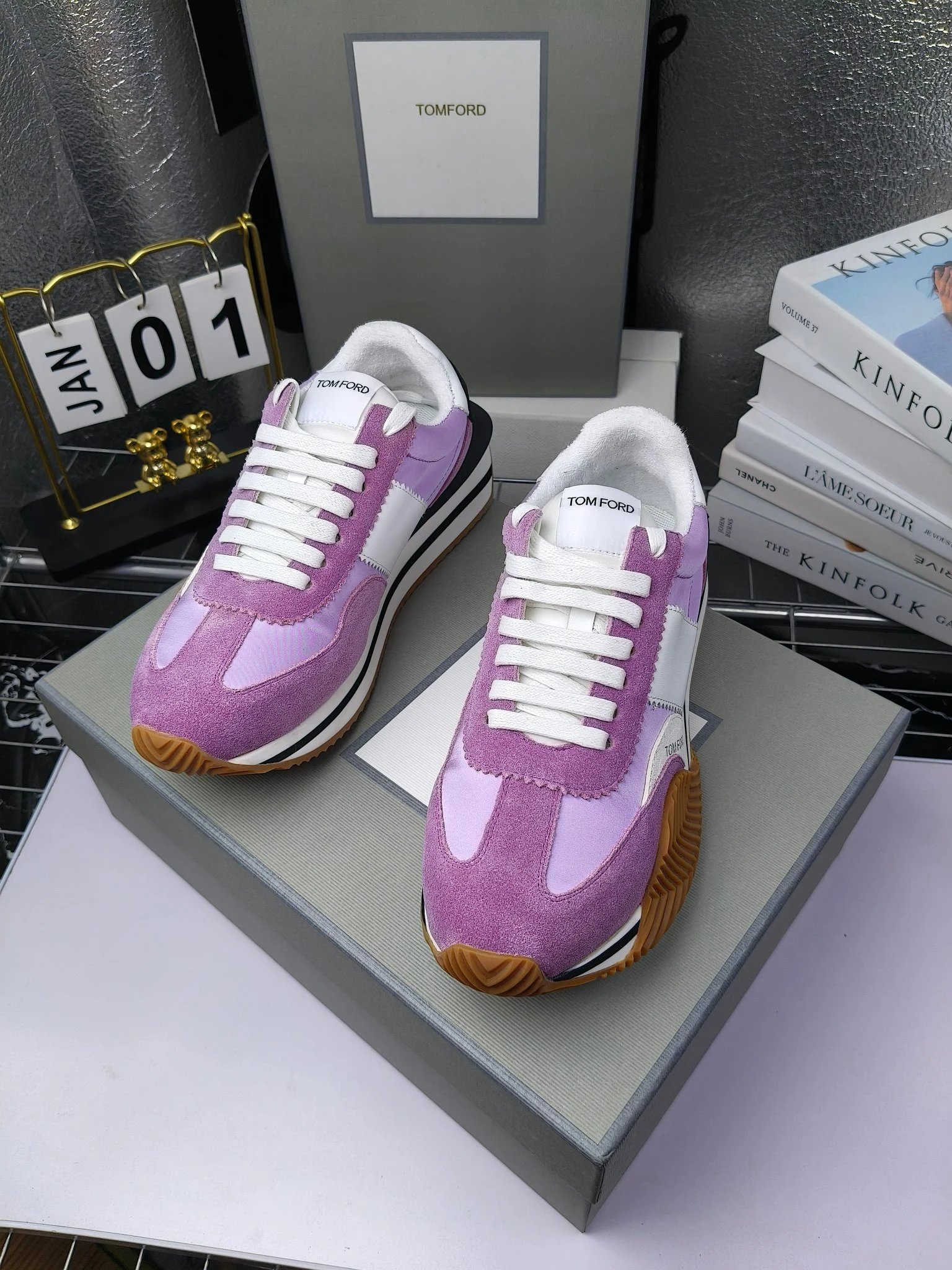 Retro Suede Leather Platform Sneakers Orchid Purple - Gallery Image 6 - Detailed View