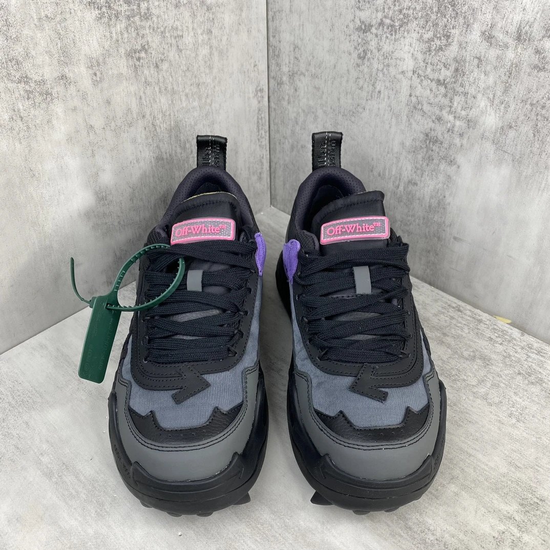 Trail Sneakers Leather Oxford Fabric EVA Sole Charcoal Black - Gallery Image 4 - Detailed View