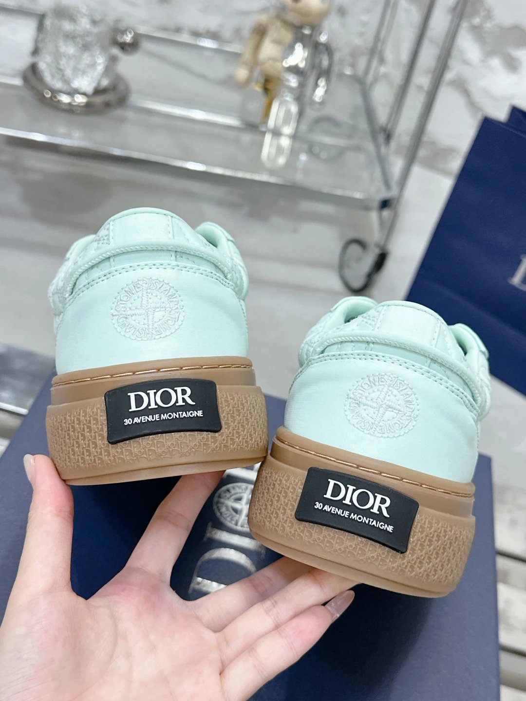 Casual Satin Sneakers Sage Green - Gallery Image 8 - Detailed View