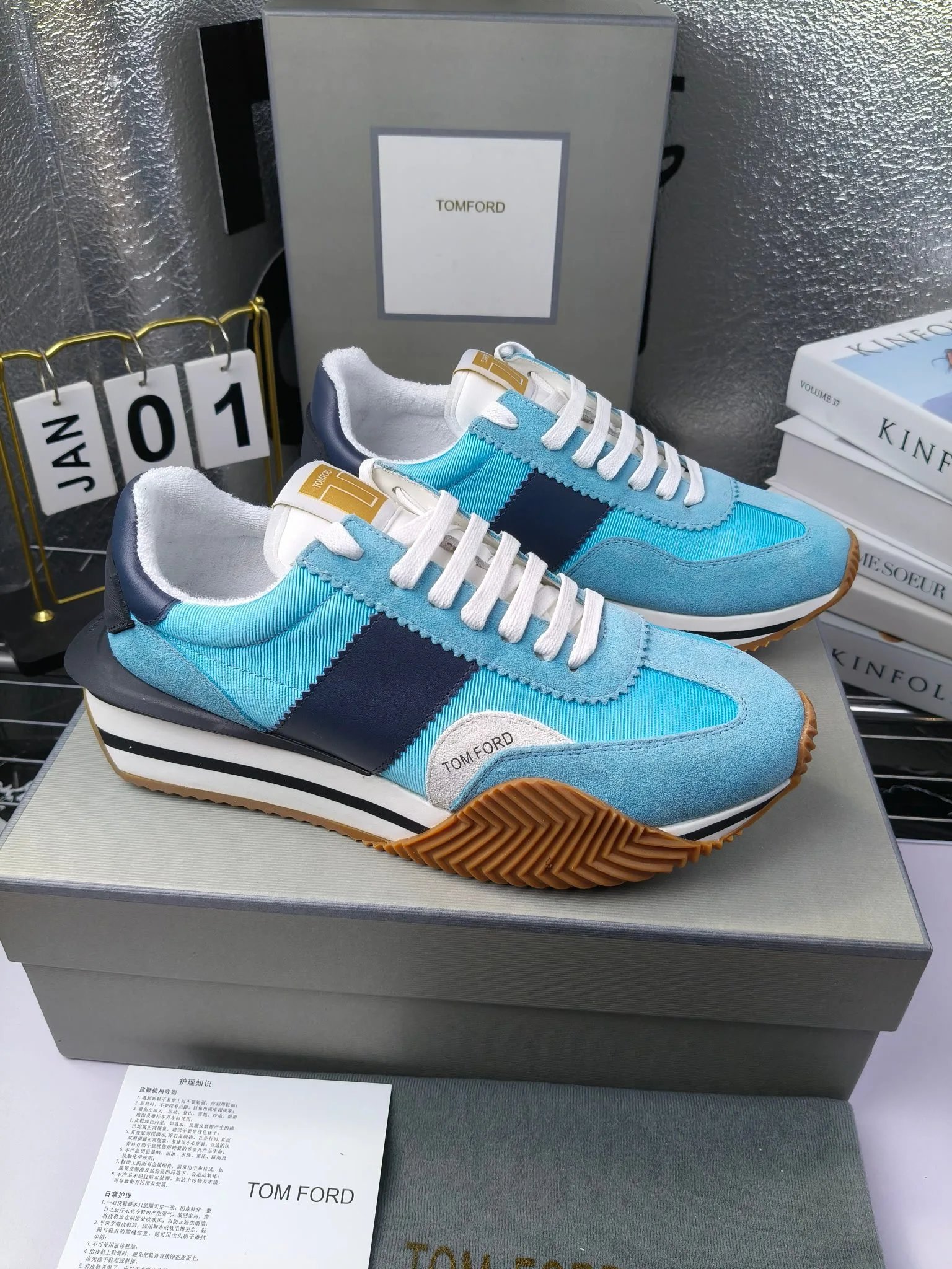 Retro Suede Leather Sneakers Sky Blue - Related Product - Cnfans