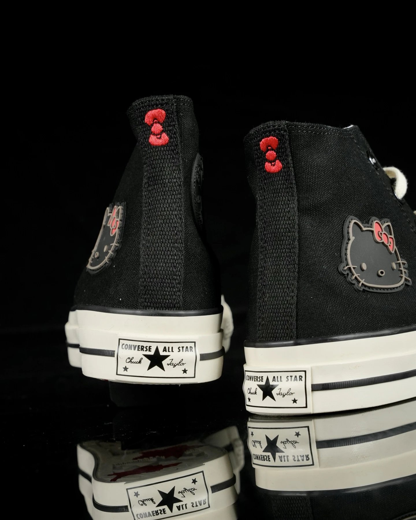 Classic Canvas High Top Sneakers Black Ivory - Gallery Image 8 - Detailed View