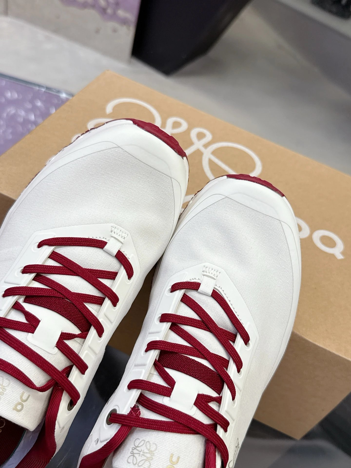 Loewe x On Running 3.0 Cloudtilt Sneakers White Red - Gallery Image 6 - Detailed View