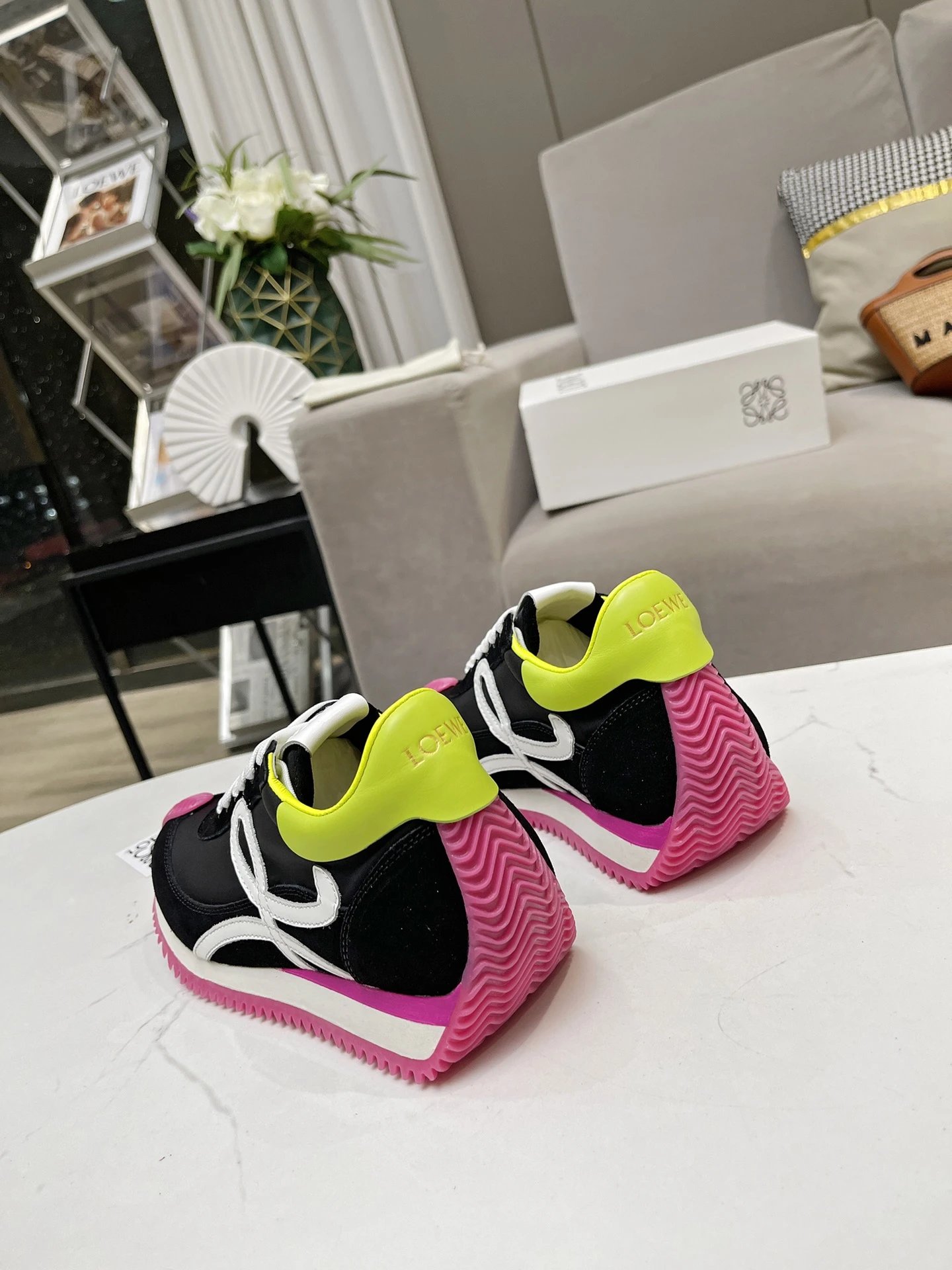 Loewe Hidden Heel Sneakers Black White - Gallery Image 7 - Detailed View