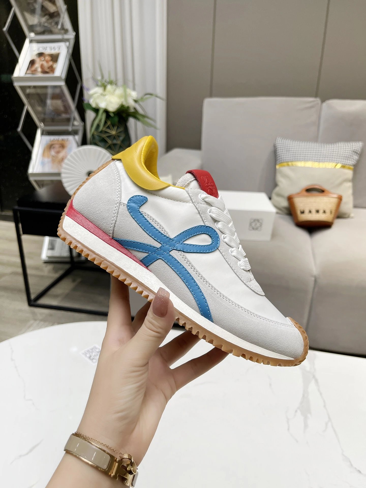 Loewe Hidden Heel Sneakers White Blue - High Quality Product Image - Cnfans